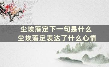 尘埃落定下一句是什么 尘埃落定表达了什么心情